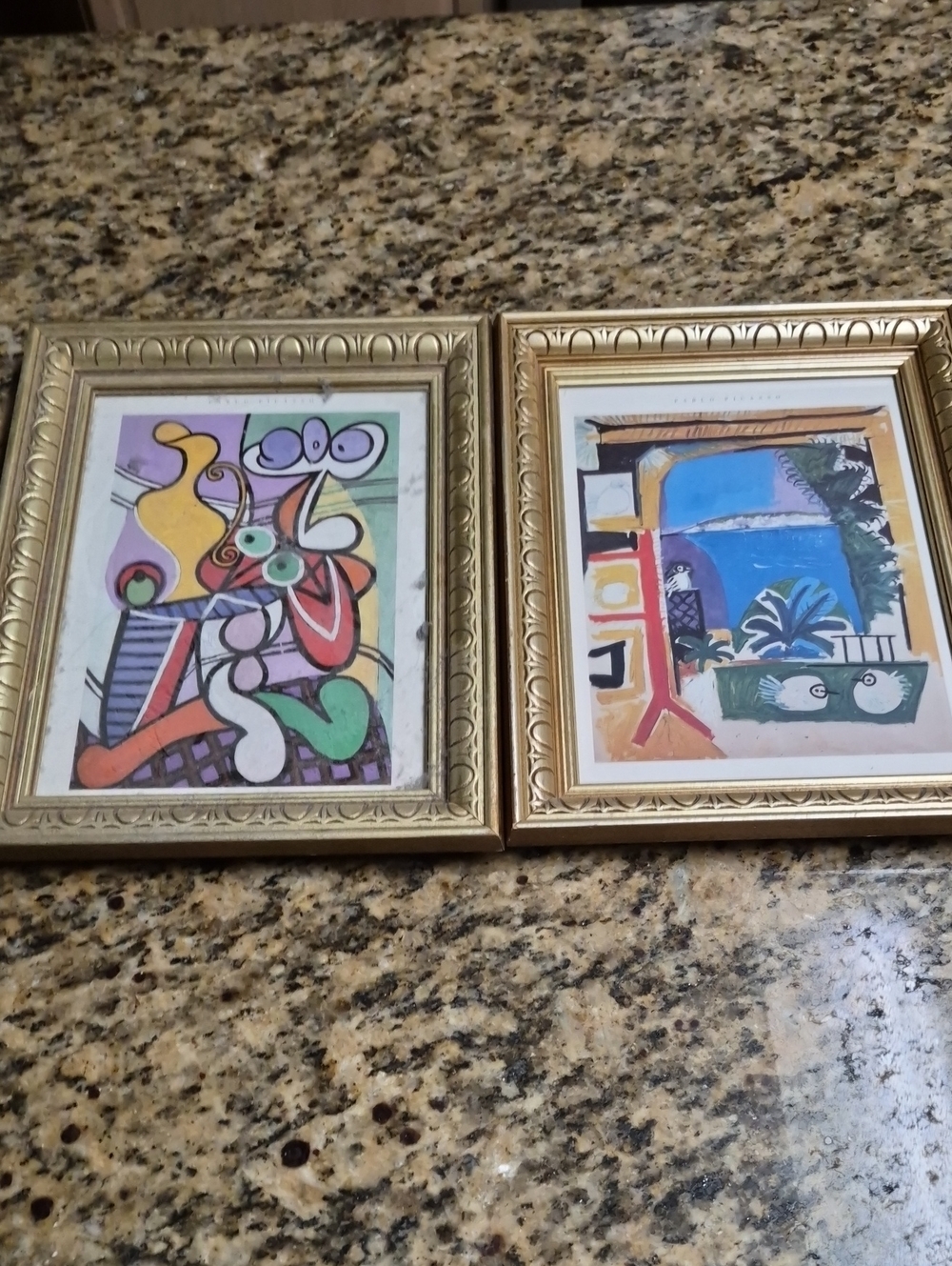 Pier 1 Pair Of Picasso  - Gold Frames, Multicolor Prints